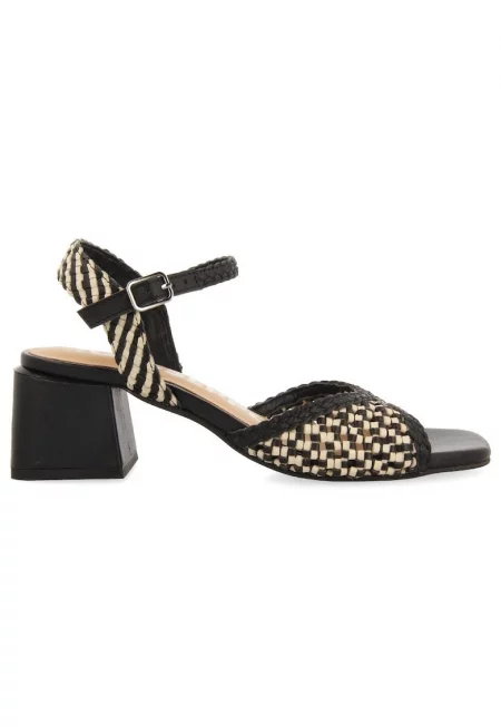 Кожени сандали Ladock с масивен ток - Черен