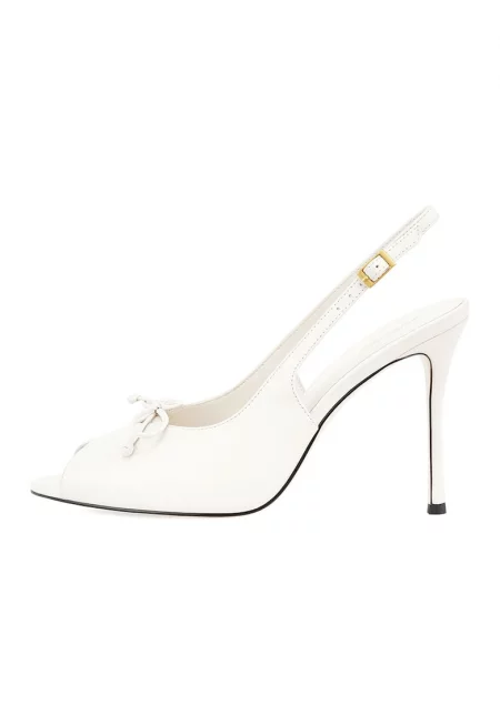 Кожени сандали с отворен връх - Бял