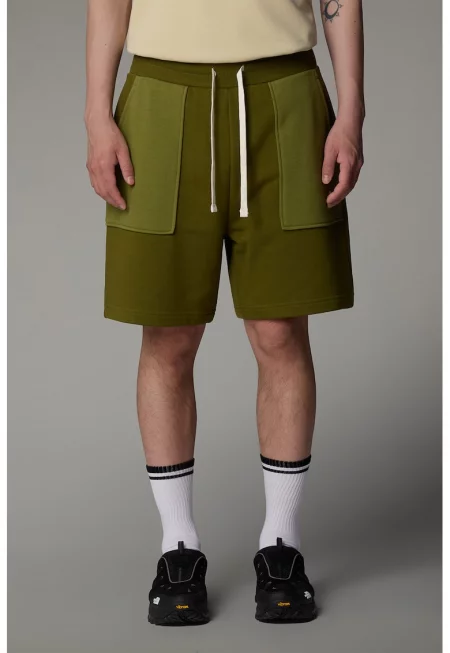 Мъхест къс панталон с памук и джобове - Маслинено зелено