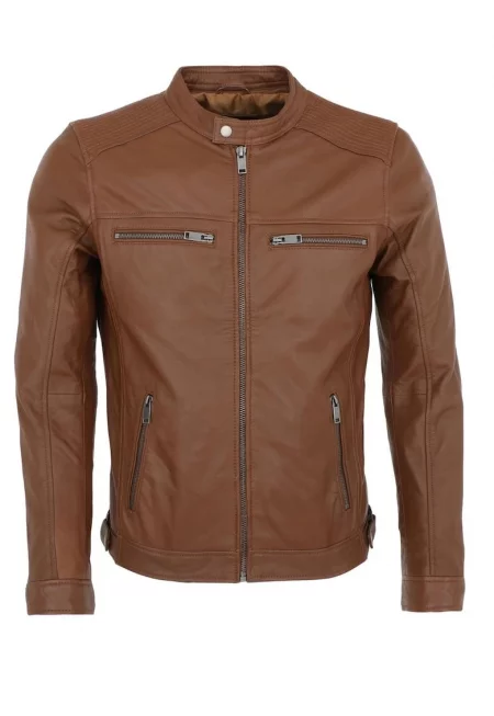 мъжко яке - черно - кожа - класическа кройка - без шарки - есенен сезон