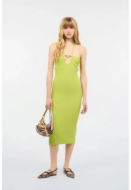 Midi Dress WIth Interchangeble Straps - Зелен