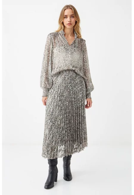 Миди пола с десен - Черен/Сив