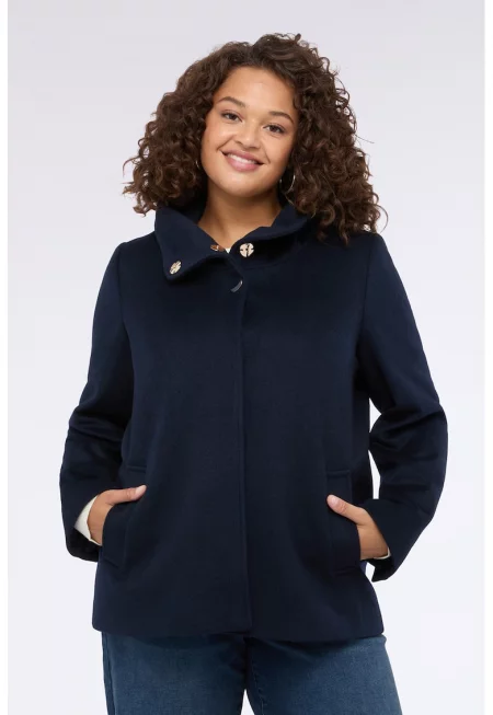 Палто с вълна с висока яка