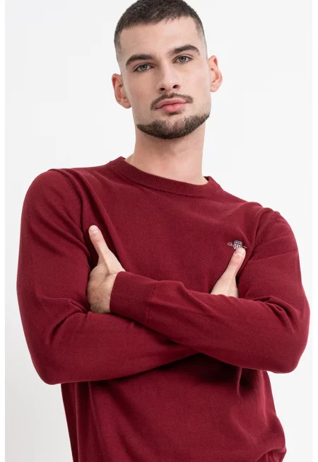 Памучен пуловер Classic - Червен/Тъмночервен