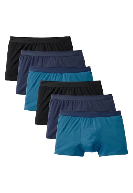 Памучни боксерки с лого на талията - 6 чифта - Черен/Син