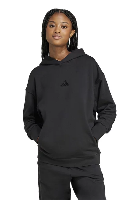 Памучно худи с рипс - Черен