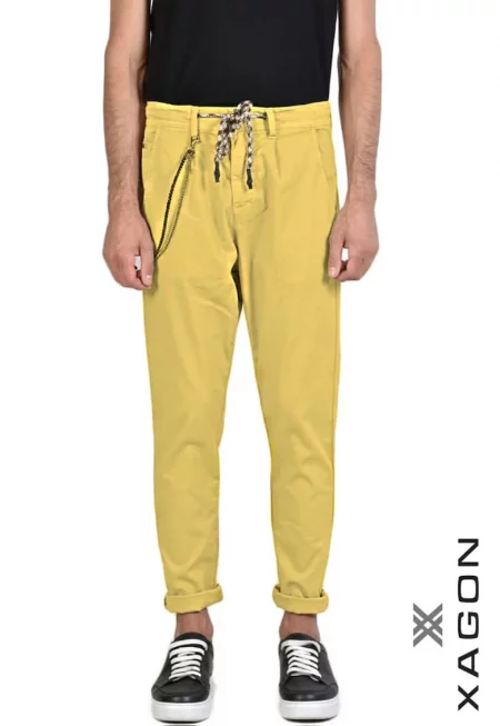 -Панталон с ластичен колан стандартна кройка - Жълт