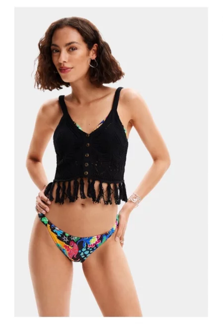 Плажно дамско горнище -  черно - памук - Черен