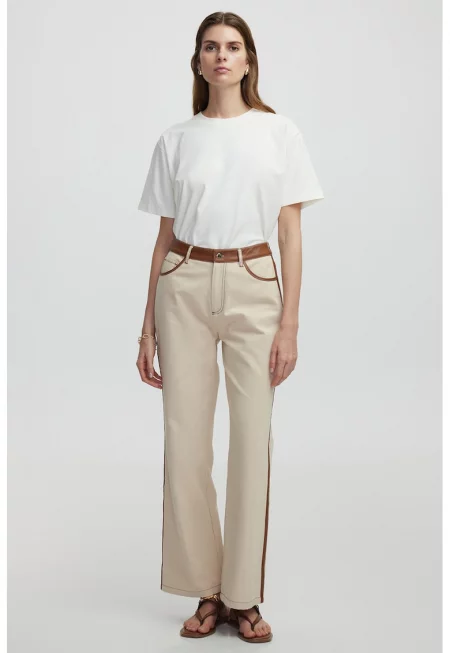 Прав панталон с джобове - Кафяв/Бежов