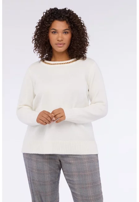 Пуловер с декоративна верижка