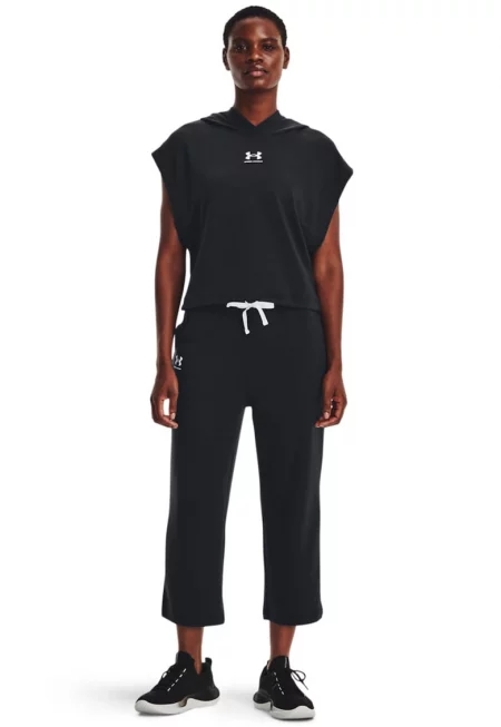 Разкроен фитнес панталон Rival над глезена - Бял/Черен