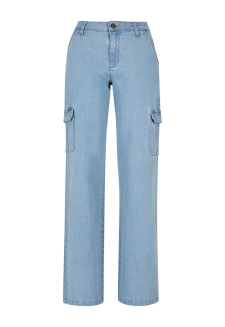 Разкроен карго панталон - Светлосин