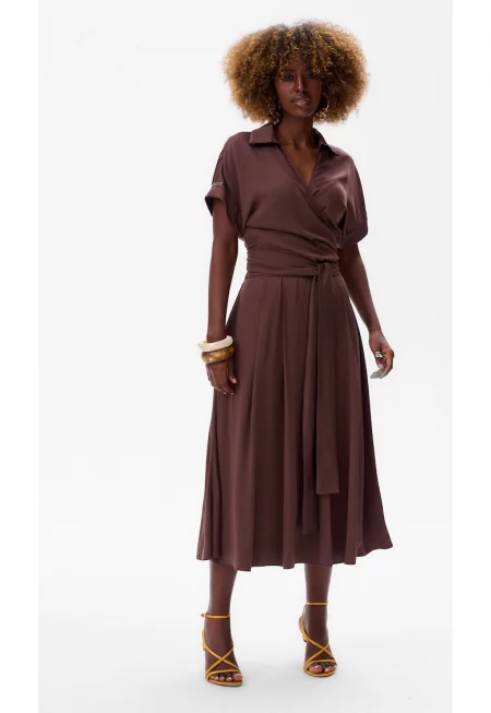 Разкроена миди пола - едноцветна Ария