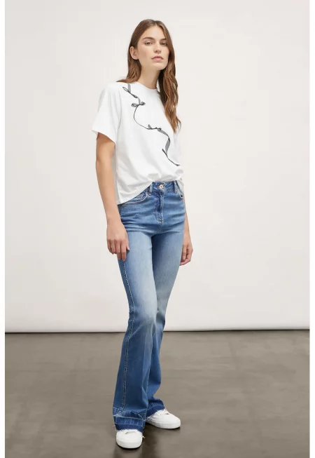 Разкроени дънки - Светлосин меланж