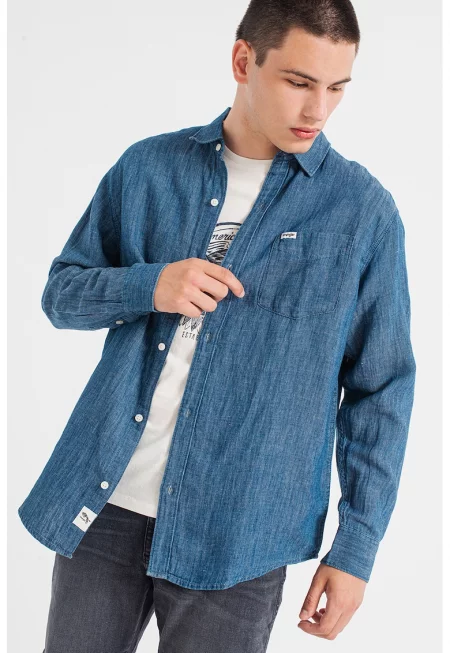 Риза с джобове на гърдите и паднали ръкави