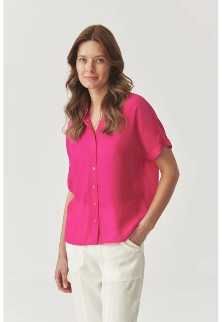 Риза с къси ръкави - Фуксия