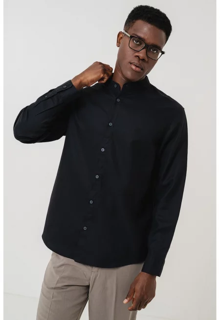 Риза с лиосел и лен с яка Henley