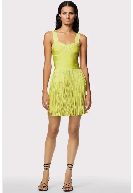 Rochie mini cu franjuri - Жълт
