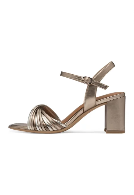 Сандали от еко кожа с масивен ток - Бронз