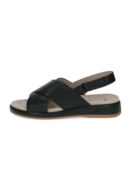 Скосени кожени сандали - Черен