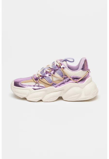 Спортни обувки Spectatorr с масивен дизайн - Бял/Бежов/Лилав