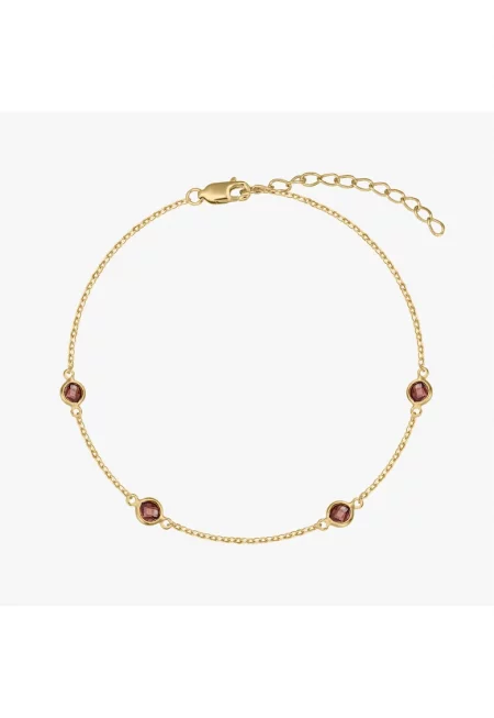 Сребърна гривна Рожден камък Златен януари - Гранат