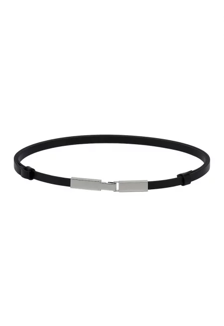 Тънък кожен колан - Черен