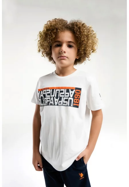 Тениска и къс панталон - Избеляло черно/Мандарина/Бял