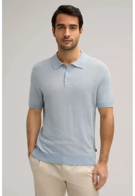 Тениска с поло яка с нормална кройка 30045486 - Син