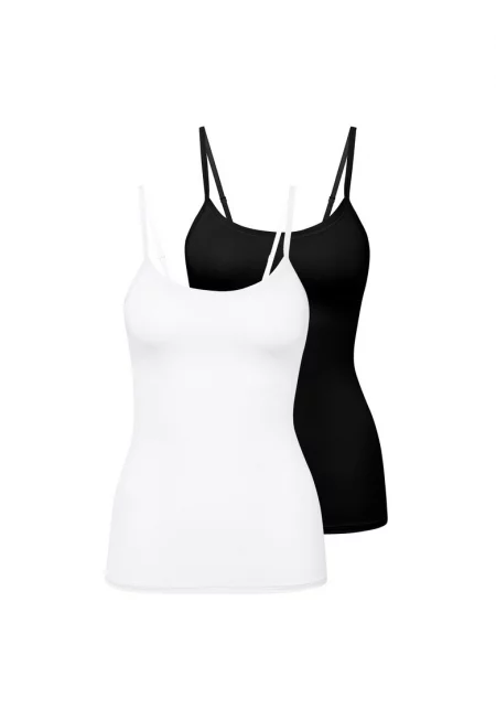 Топ с памук - 2 броя - Бял/Черен