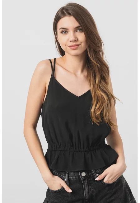 Топ с тънки презрамки - Черен