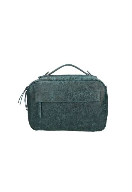 Унисекс кожена чанта със захабен ефект - Петролно синьо