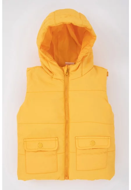 Ватиран елек с качулка и предни джобове