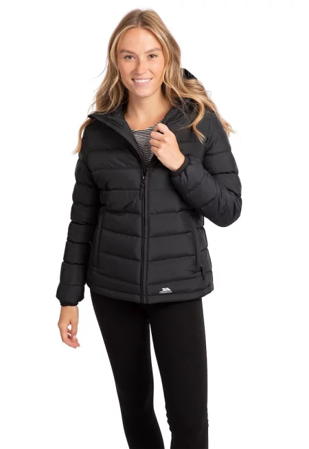 Ватирано зимно яке Elegant с качулка - Черен