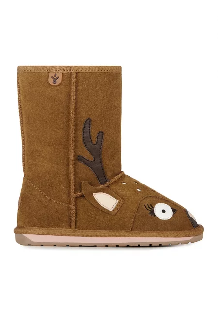 Велурени ботуши Deer без закопчаване - Тъмнокафяв/Карамел/Мръснобял