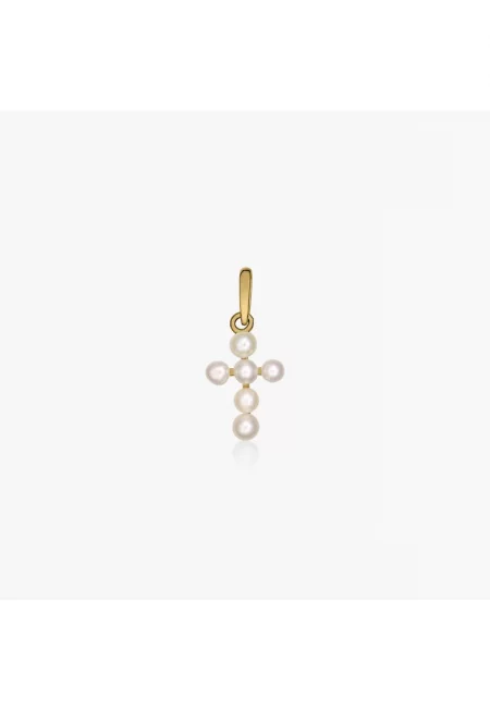 Висулка от злато Pearl Cross - Естествени перли