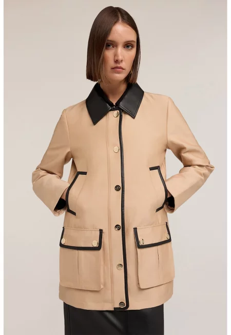 Яке с еко кожа - Бежов