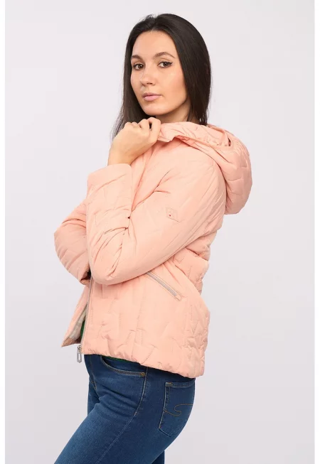 Яке с релеф и качулка - Розова сьомга