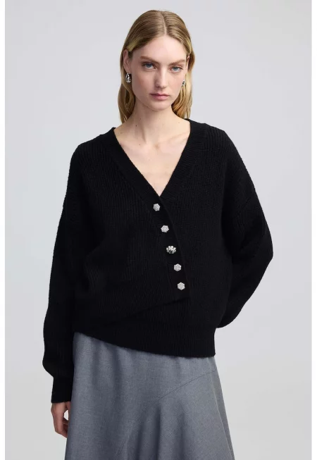 Асиметрична свободна жилетка - Черен