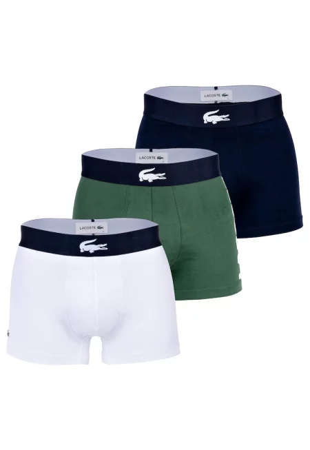 Боксерки с памук с лого - 3 чифта - Бял/Зелен/Тъмносин