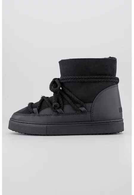 Боти с велур и кожа - Черен