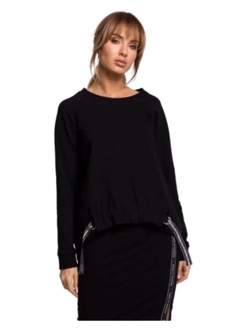 Дамска блуза -  Памук/Еластан - Черен