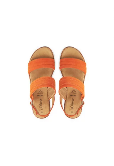 Дамски сандали - 5-28701-44 564 - S Oliver - Естествена кожа - Оранжев