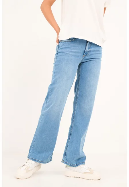 Дънки с широк крачол и захабен ефект