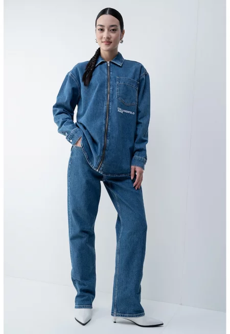 Дънки със стандартна кройка - Син меланж