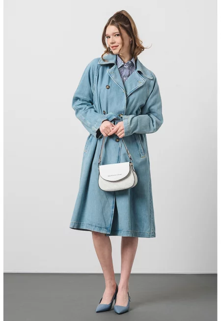 Дънков тренч с ръкави реглан