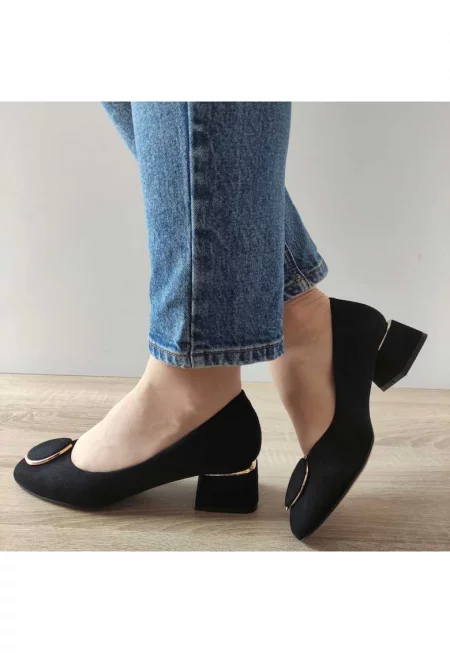 Елегантни дамски обувки  E1481 19 Черен велур - черни - Черен