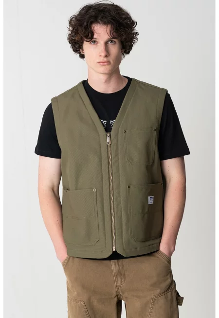 Елек с цип и джобове - Папратово зелено