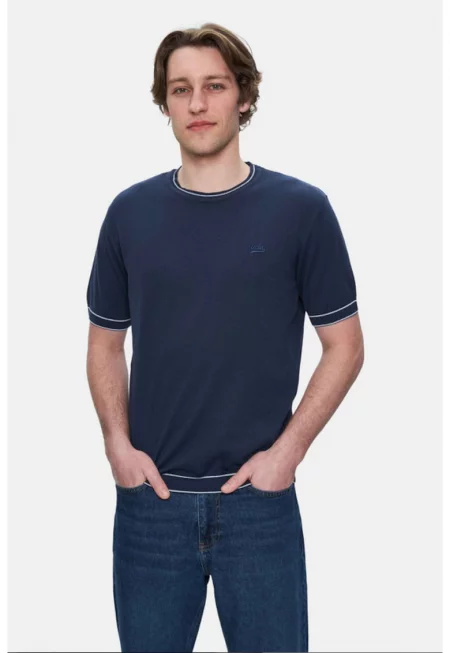 Fared Regular Fit Crewneck T-shirt - Тъмносин
