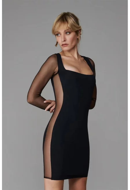 Fitted Mini Dress - Черен